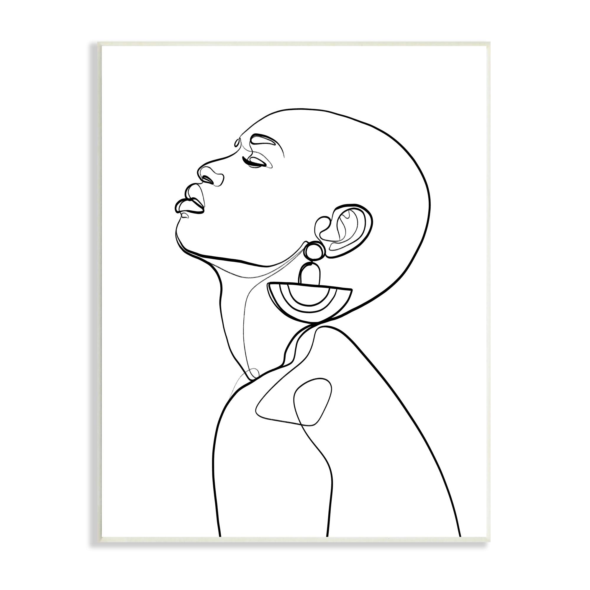 Stupell Industries Woman Wearing Circular Earrings Wall Plaque